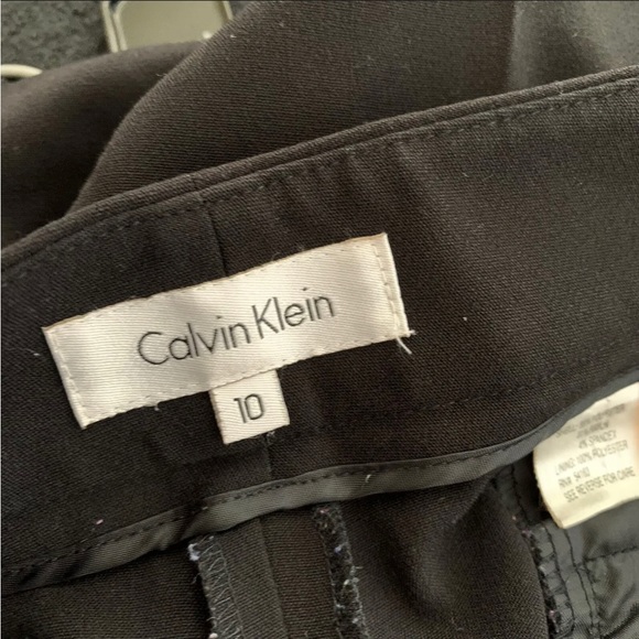 CALVIN KLEIN Womens Black Front Pleat Straight Leg Trousers Career Pants Size 10 - Picture 8 of 9